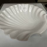 Vintage shell-shaped white earthenware dish d 27 cm / h 7 cm