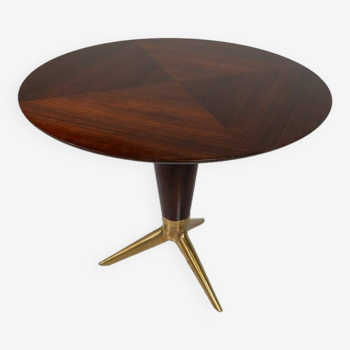 Mid-Century Modern Maple and Brass Round Pedestal Table by ISA Bergamo, 1950s