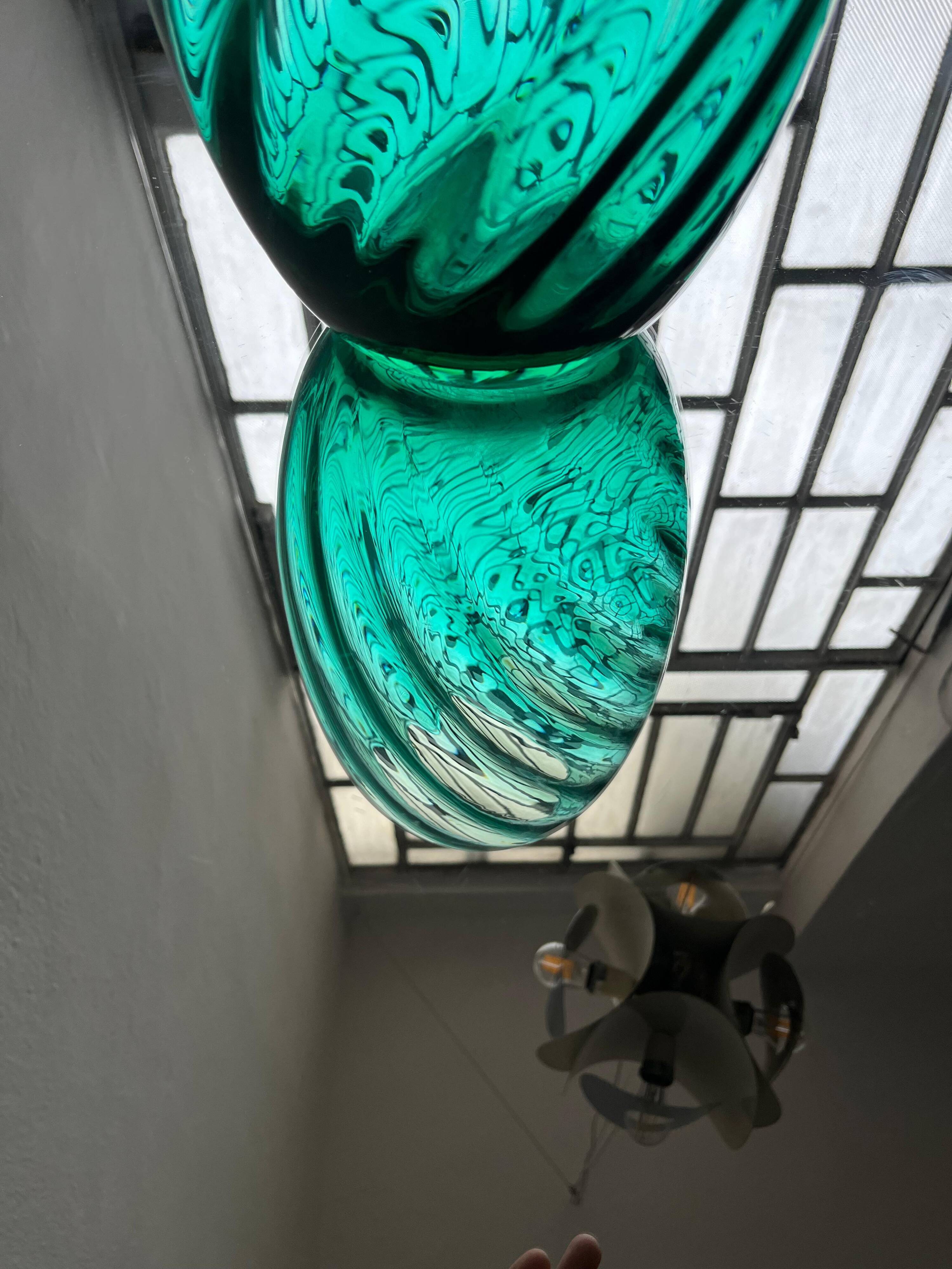 Large Green Murano vase by IVM Mazzega, art spiral glass