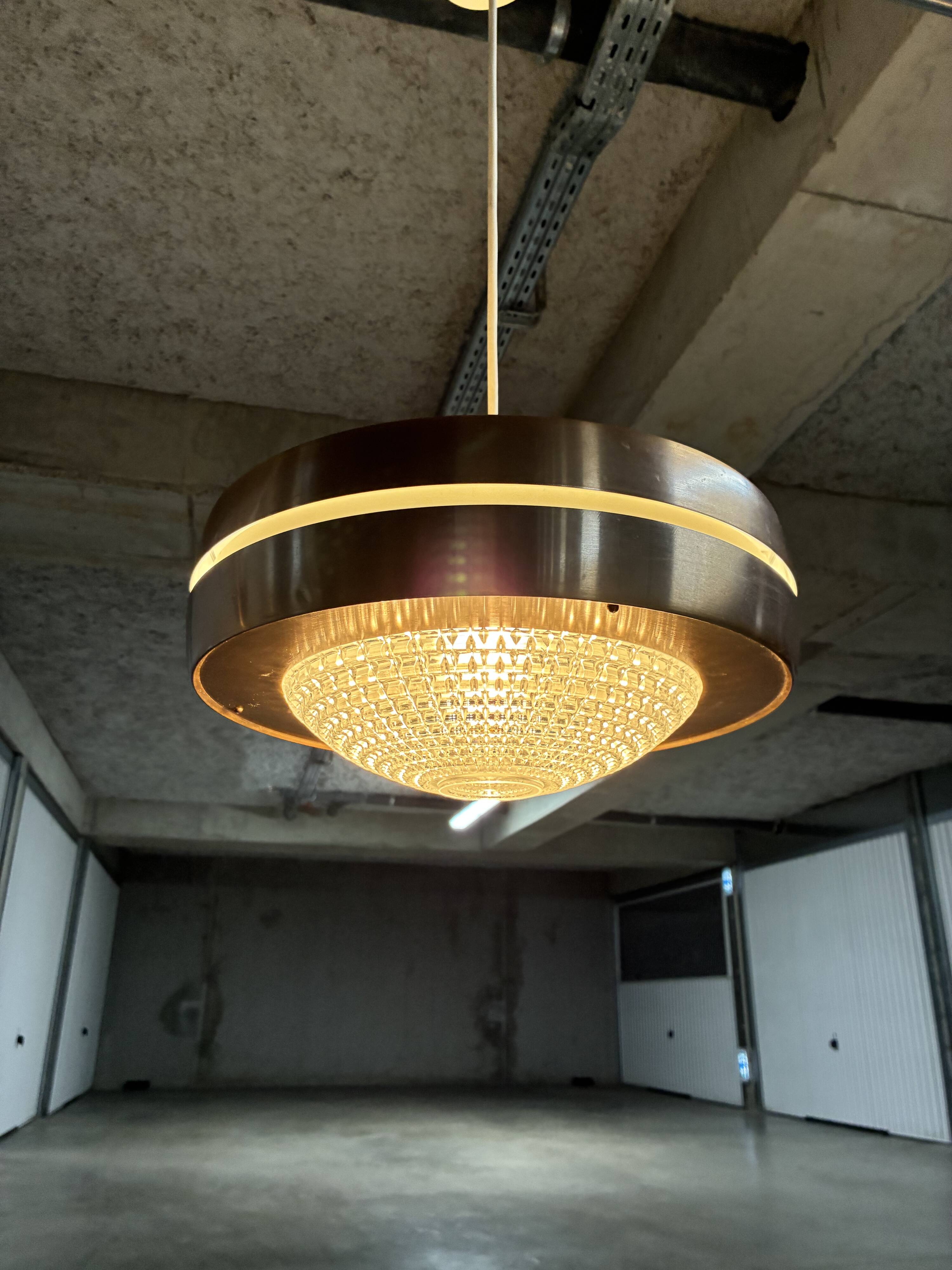 Suspension Raak Amsterdam anodised aluminium and vintage crystal from the 1960s.