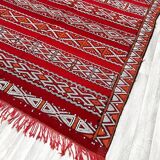 Zemmouri Kilim Rug, Flat Weave Berber Rug, Handmade Moroccan Rug, Home Decor