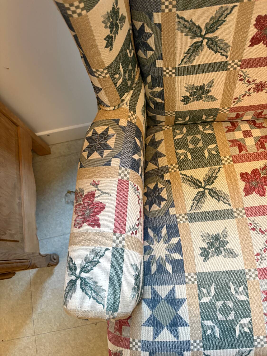 Patchwork wingback chair