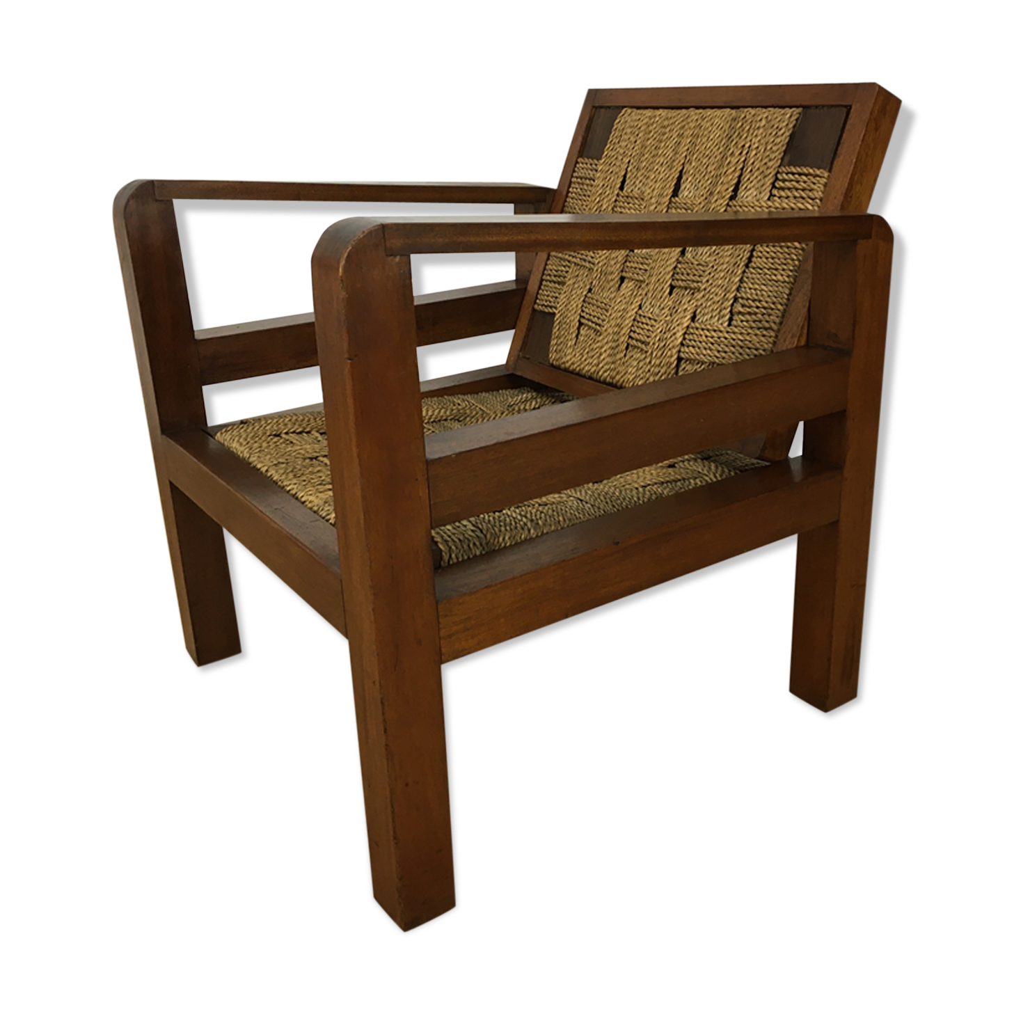 Art Deco rope armchair, made of wood