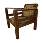 Fauteuil corde art déco, en bois