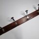 Wall-mounted coat rack in wood and metal, 4 hooks, industrial style, 100 cm