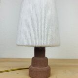 Brutalist lamp in pink sandstone and wool lampshade