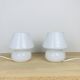 Pair of white opaline mushroom lamps