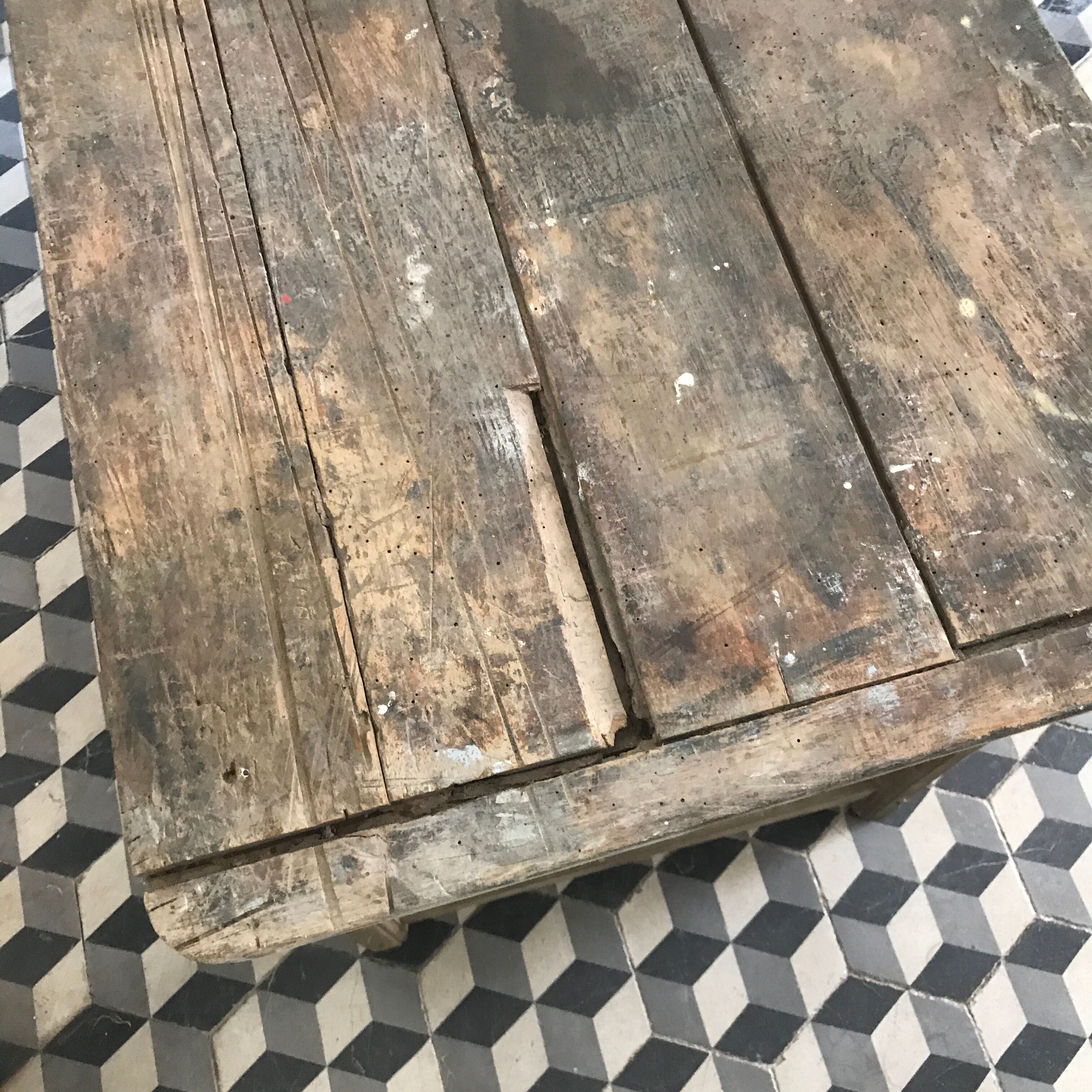 Old wooden farm table