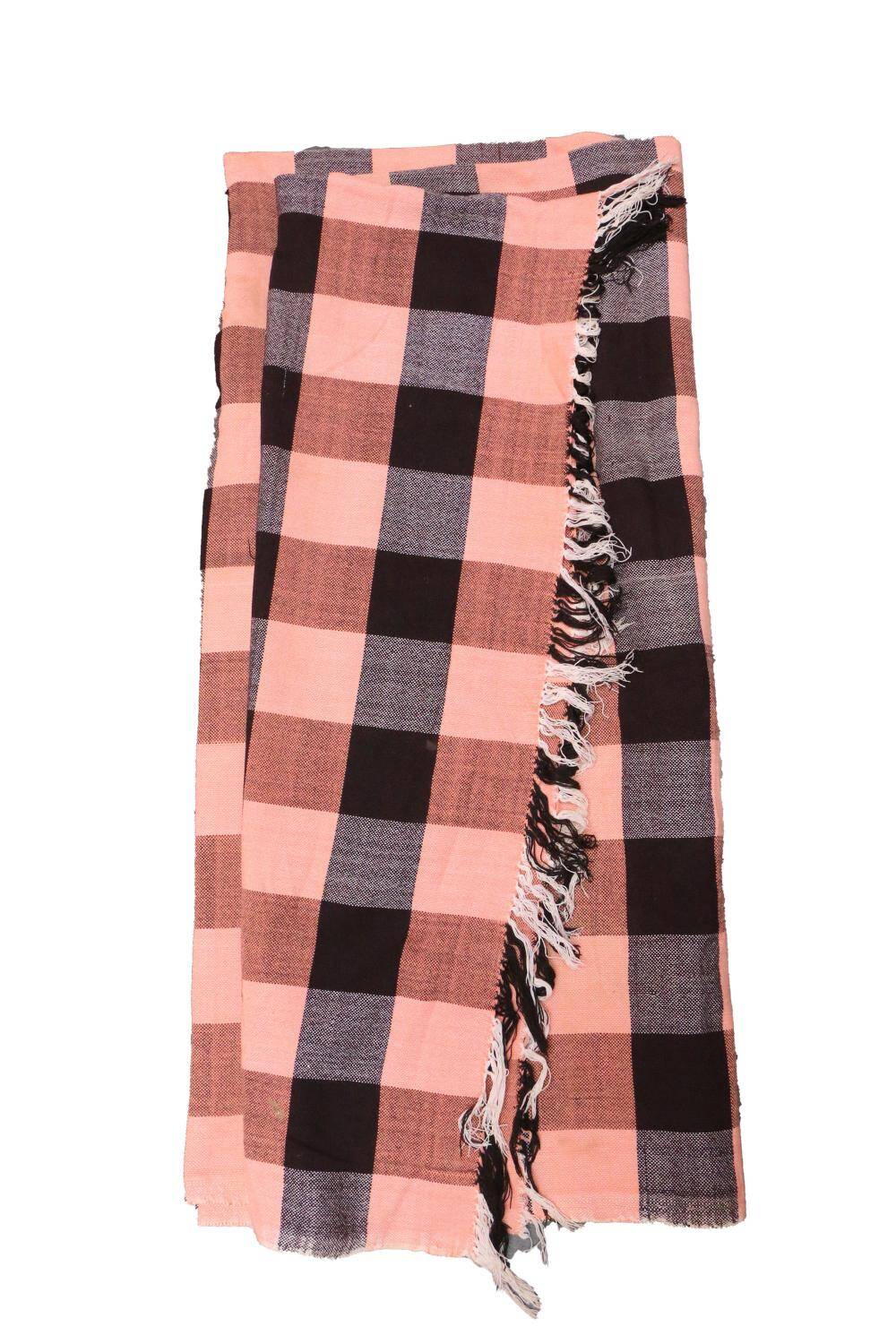 Vintage haik checkered bed throw from Morocco - 183 x 223 cm