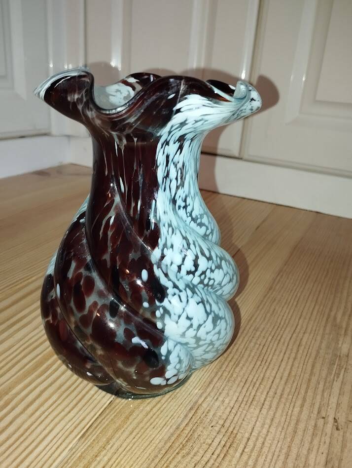 Artistic blown glass vase, speckled decoration, 1960s–70s