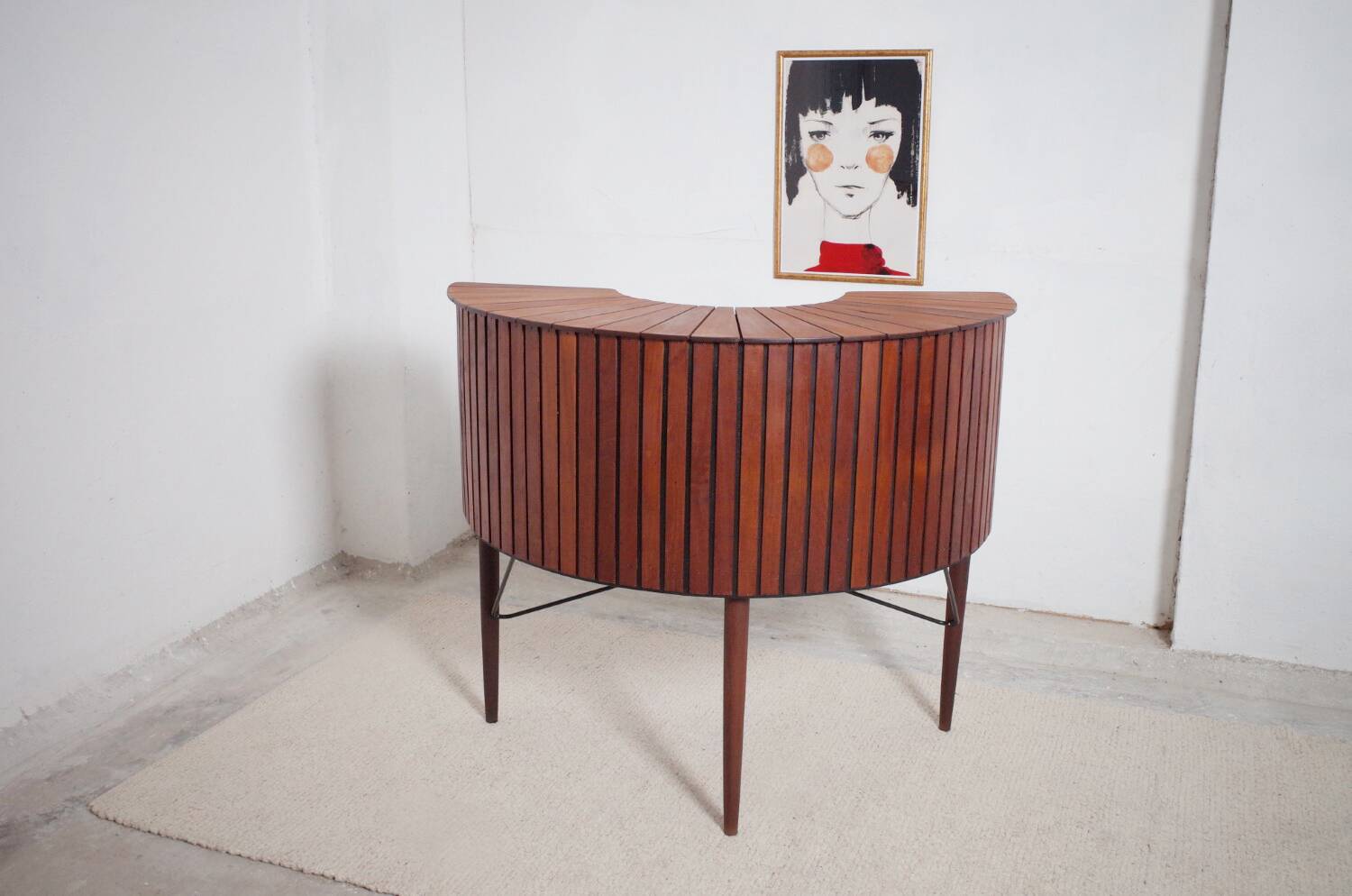 Sika Møbler vintage Bar mit 4 Barhocker aus Teak