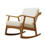 Fauteuil à bascule en chêne, design danois, années 1960, designer : H. Brockmann Petersen, p