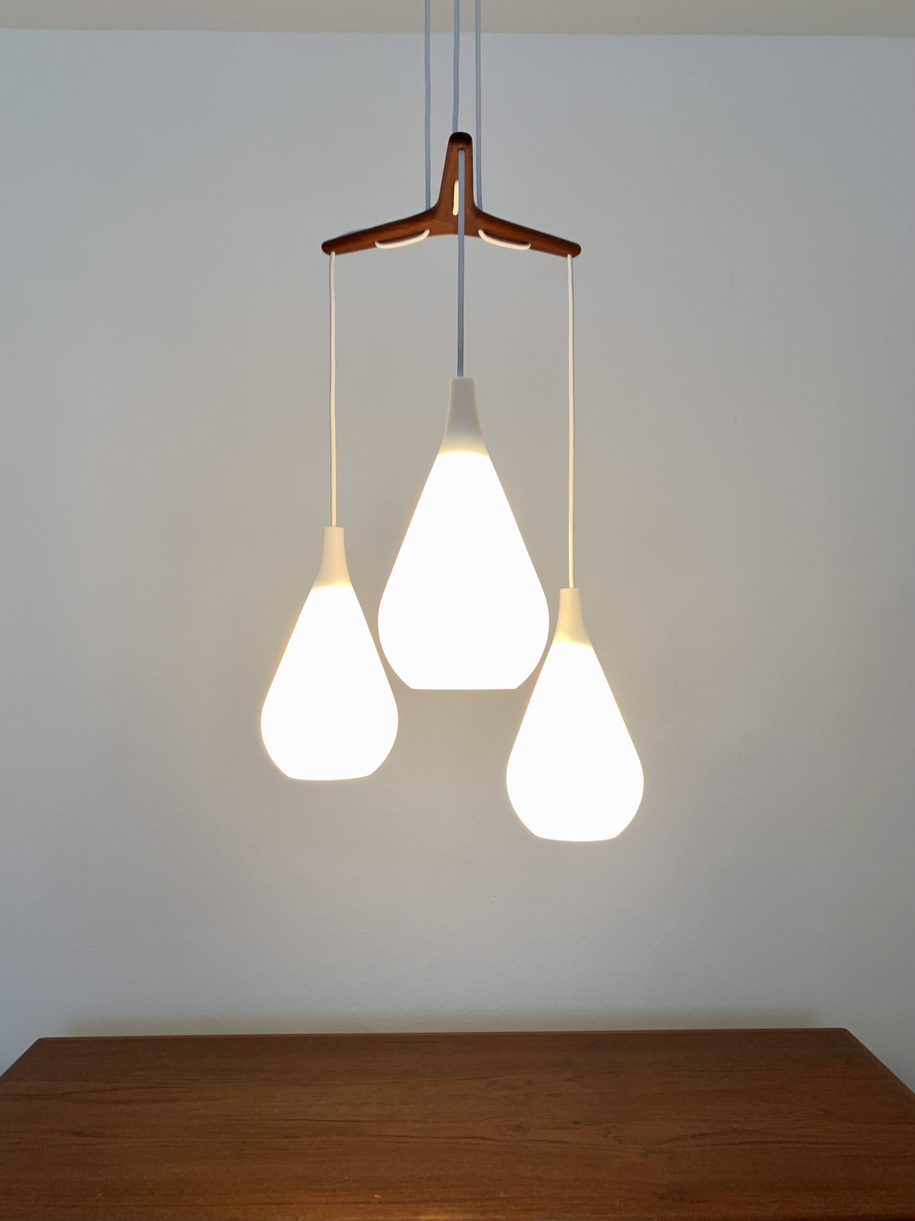 Opaline and Teak Cascading Lamp by Nordisk Solar