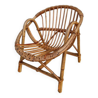 Vintage rattan armchair for children