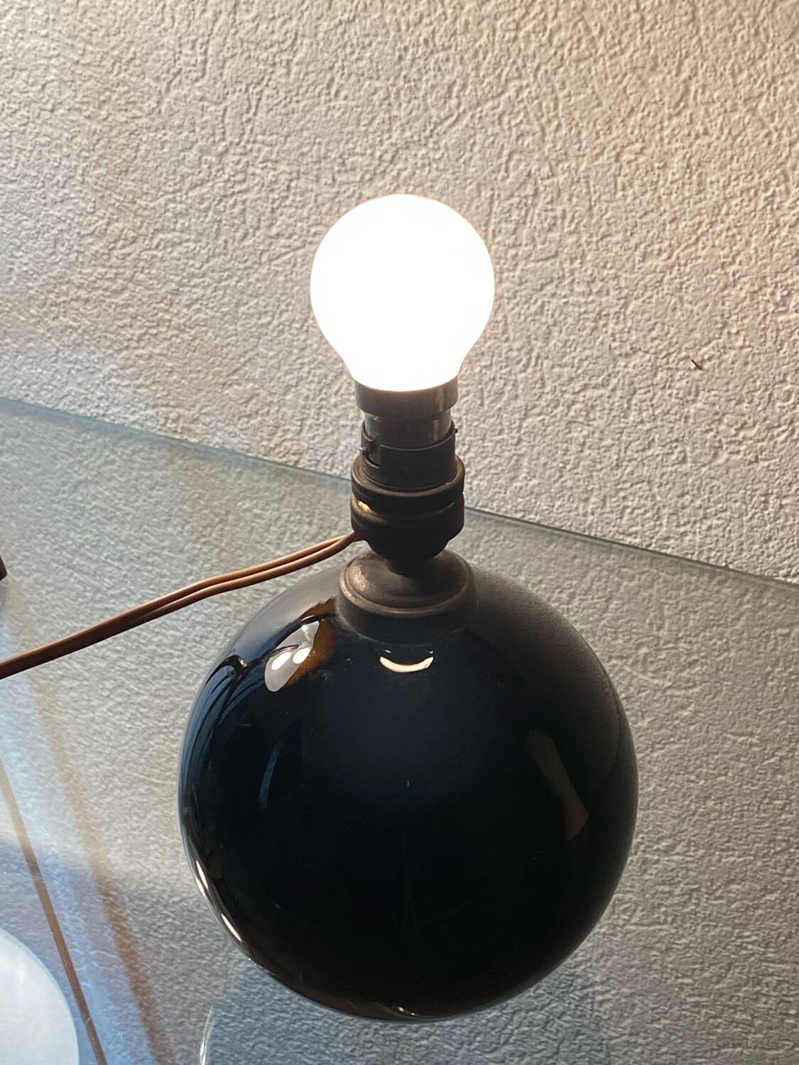 Black opaline glass globe lamp