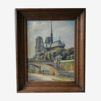 Tableau huile représentant Notre Dame de Paris