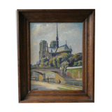 Table, oil representing Notre Dame de Paris