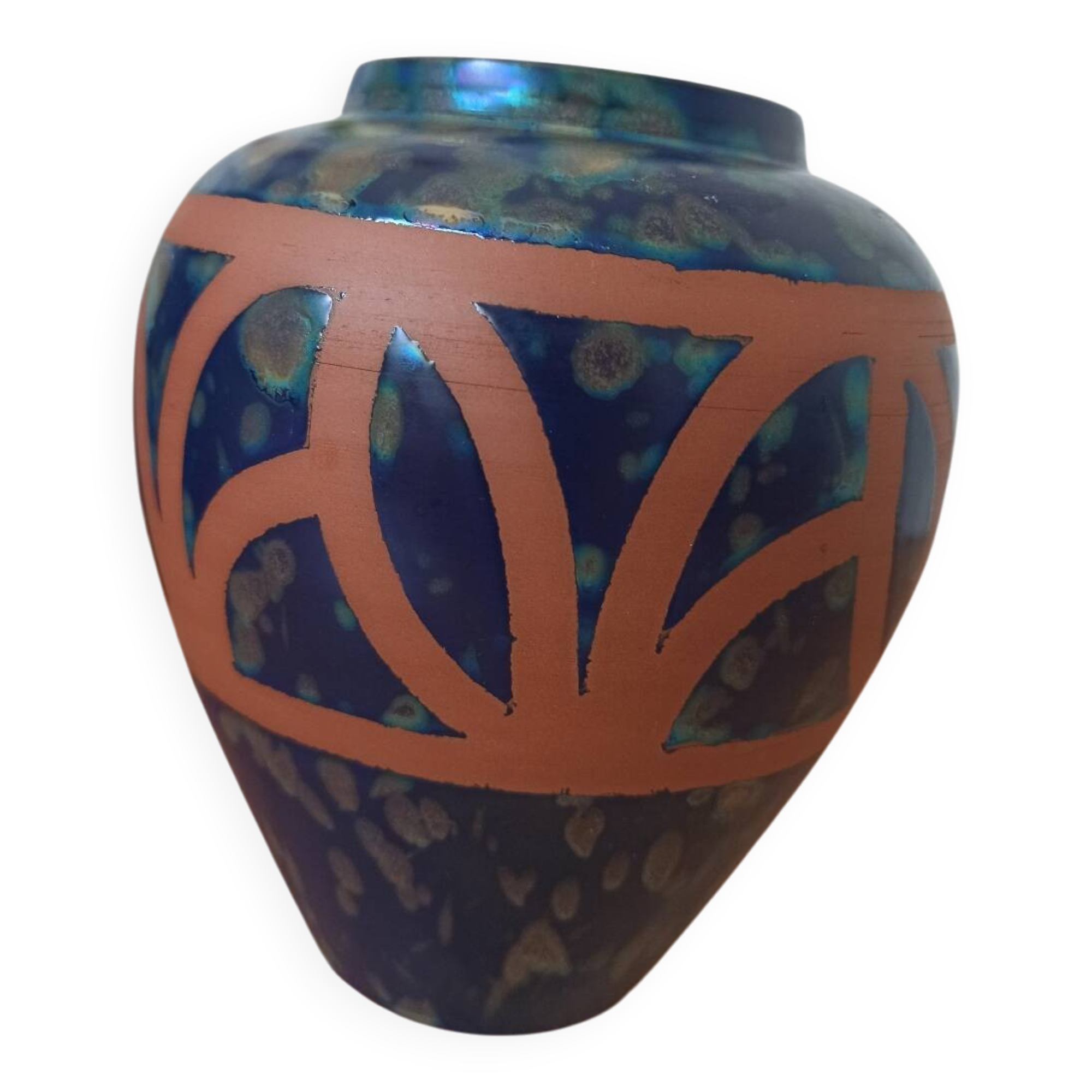 Hand-turned stoneware vase – Iridescent glaze
