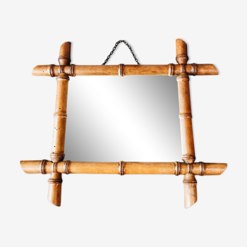 Miroir ancien style bambou 43x37cm