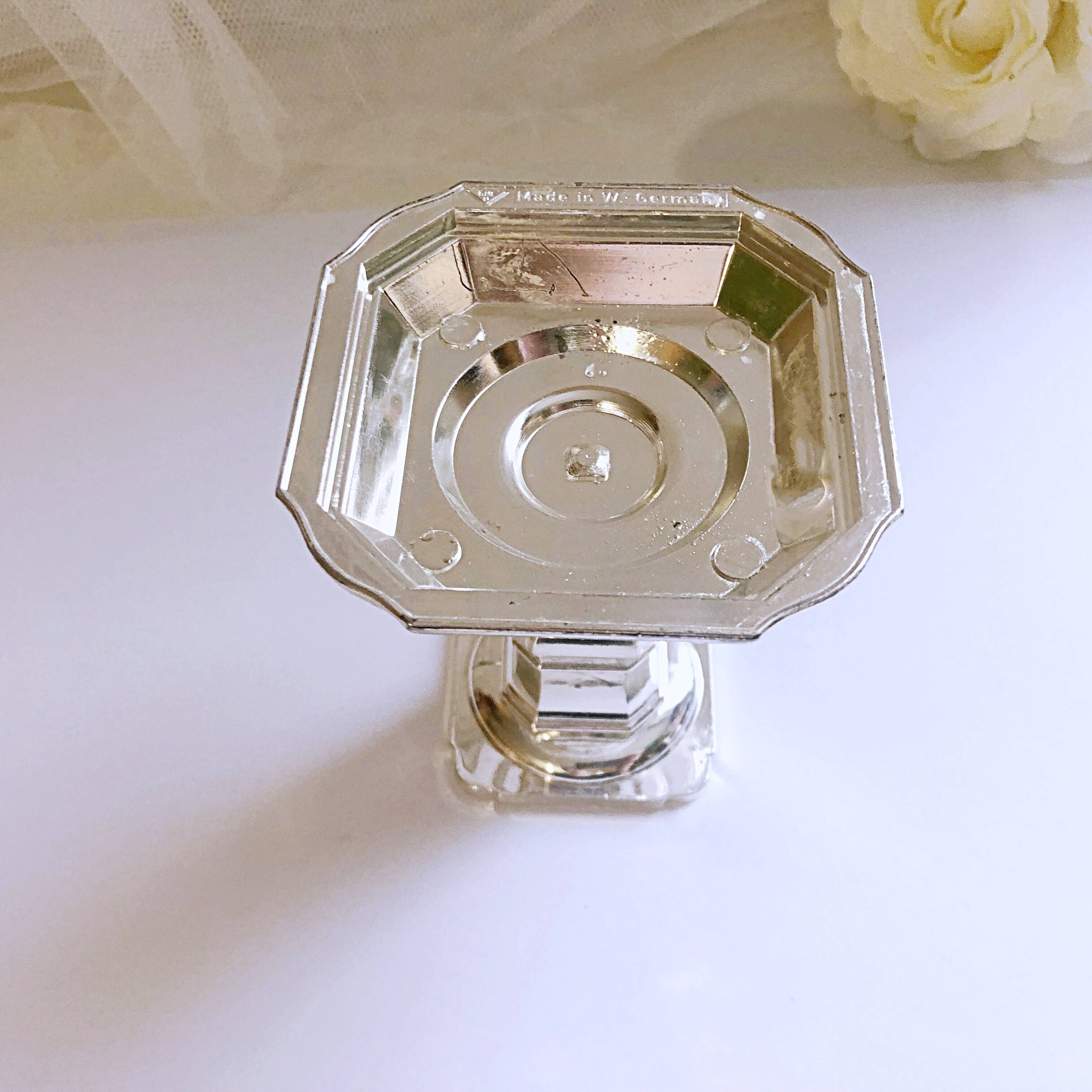 Candle holder on silver metal base Regency Style 20th West Germany