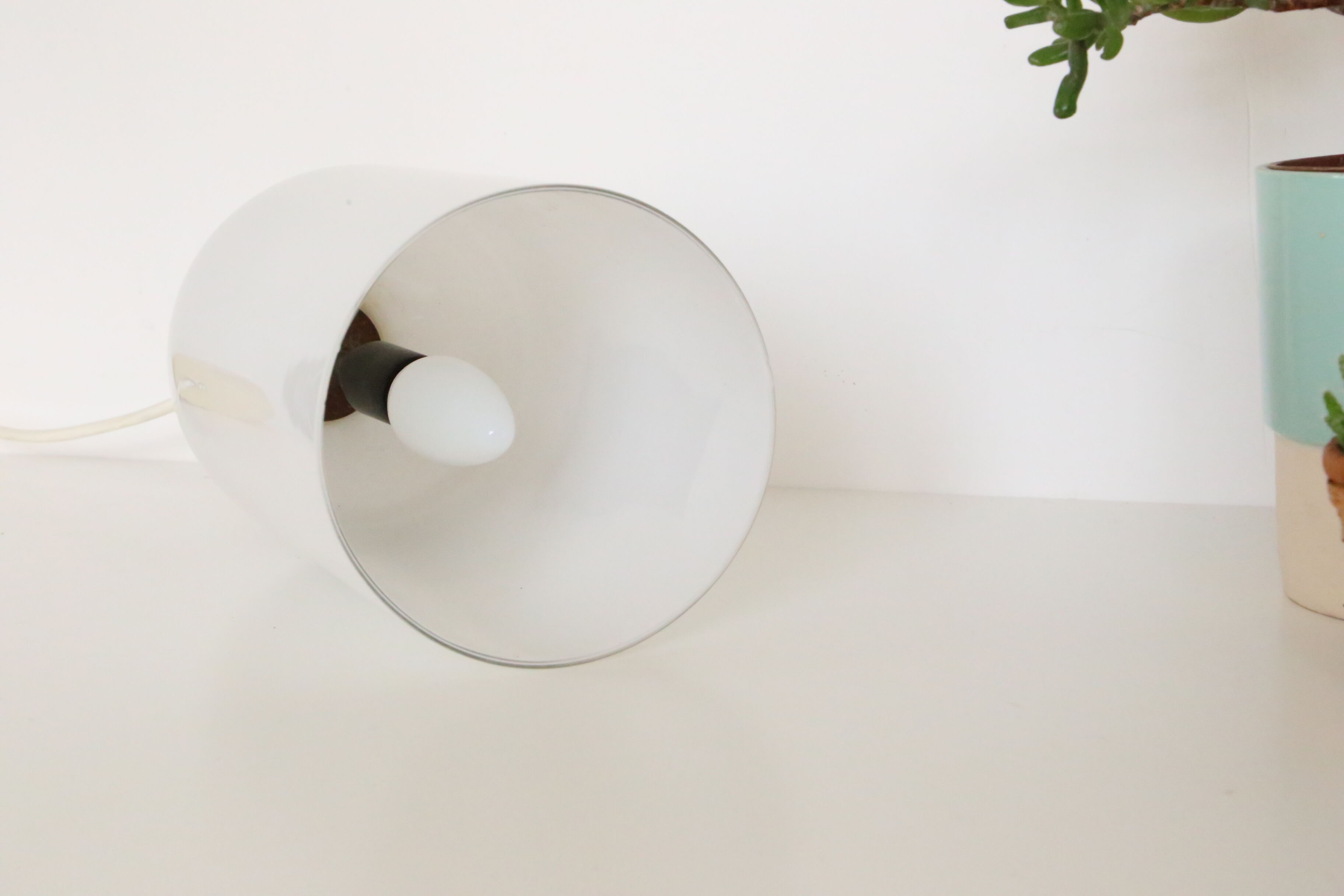 Suspension tube in white opaline, 60s