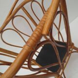 Square work basket on light varnished wicker legs, with handle