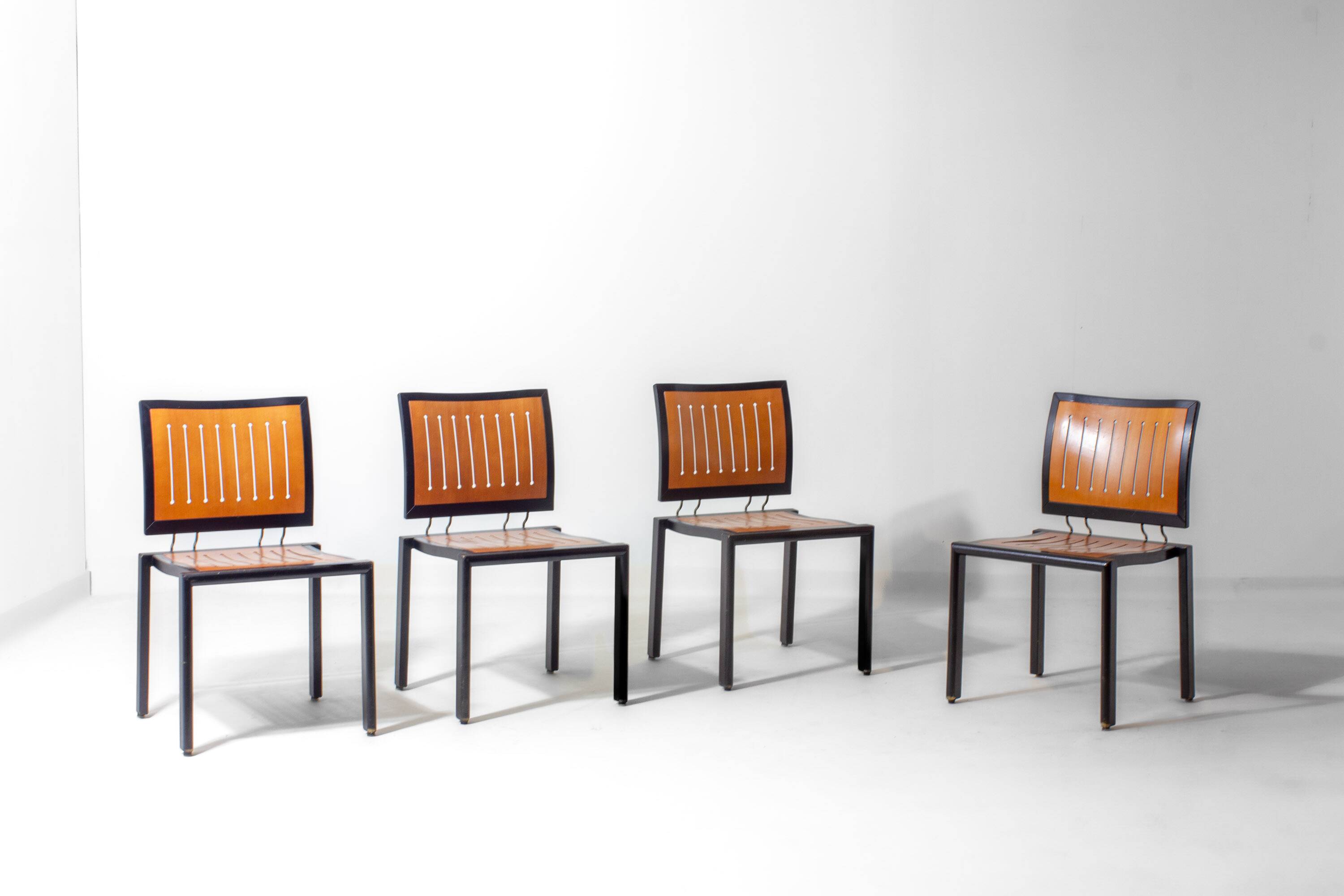Set of 1980s Bruno Rey Quadro chairs for Dietiker Switzerland