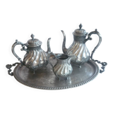 4-piece silver-plated coffee/tea set, quadripod, rococille style, twisted