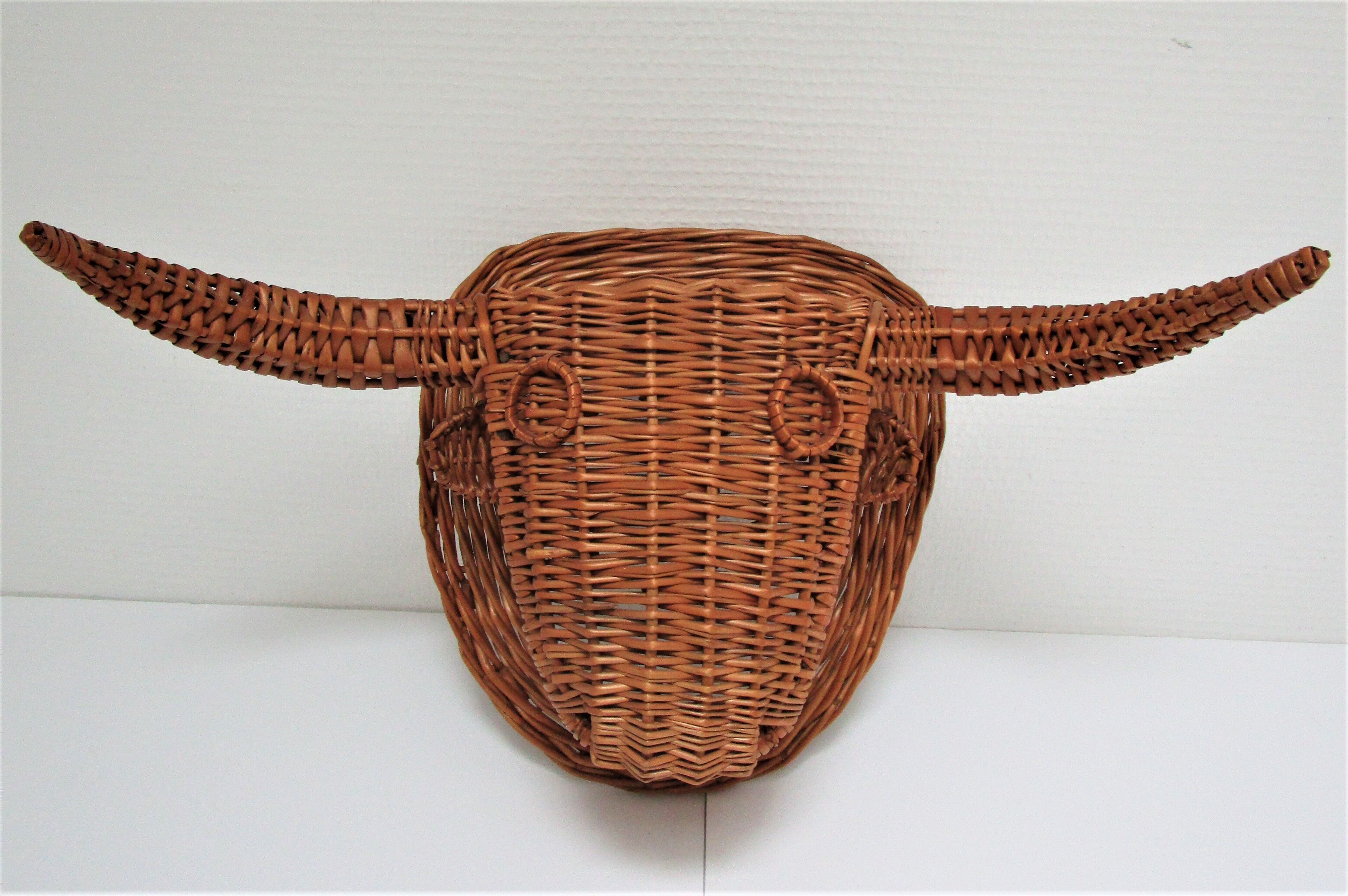 Bull head minotaur wicker vintage 60s-70s
