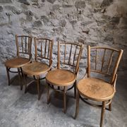 Set of 4 Fischel bentwood bistro chairs, Czechoslovakia, circa 1930–1950.