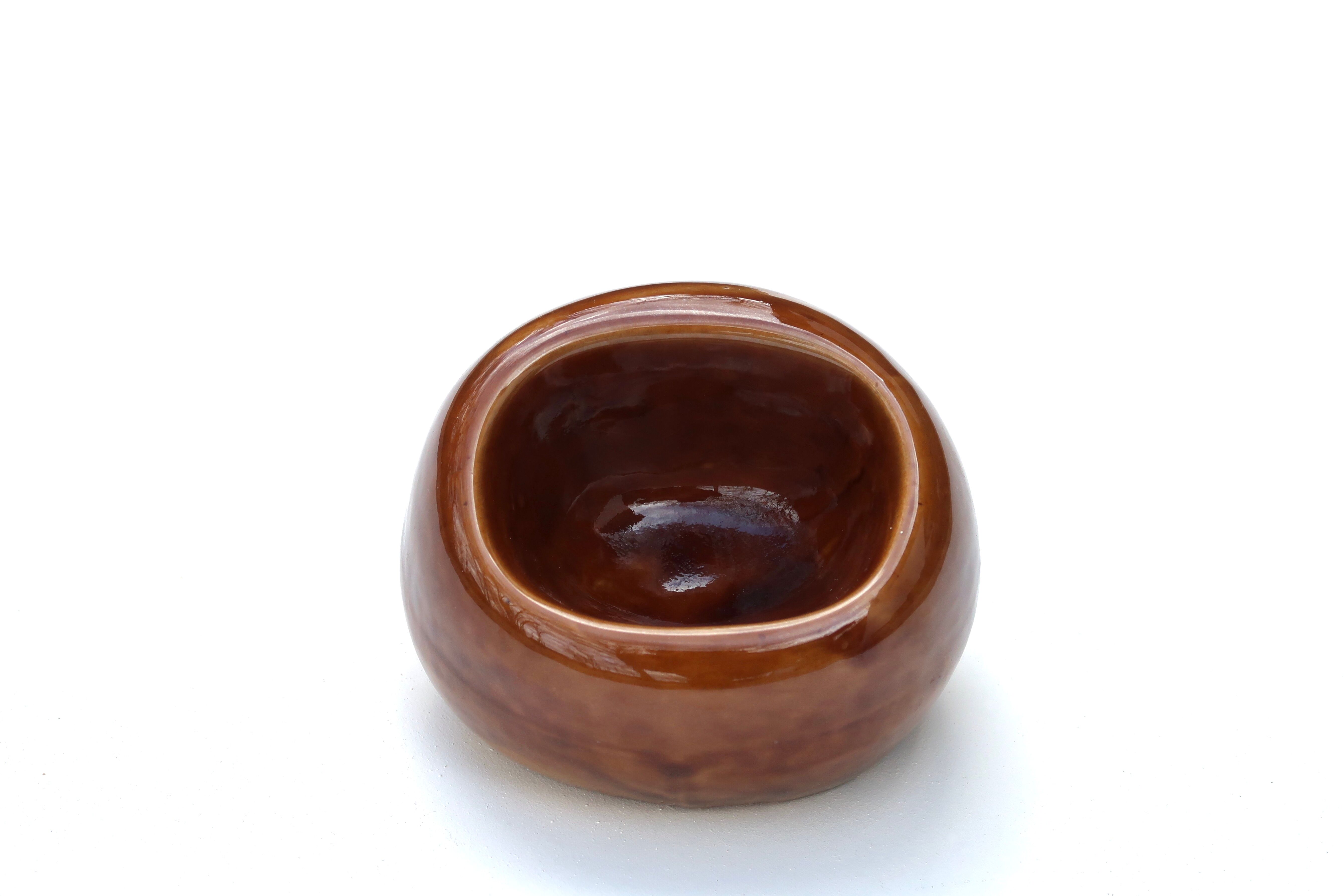 Cendrier marron en céramique, années 50