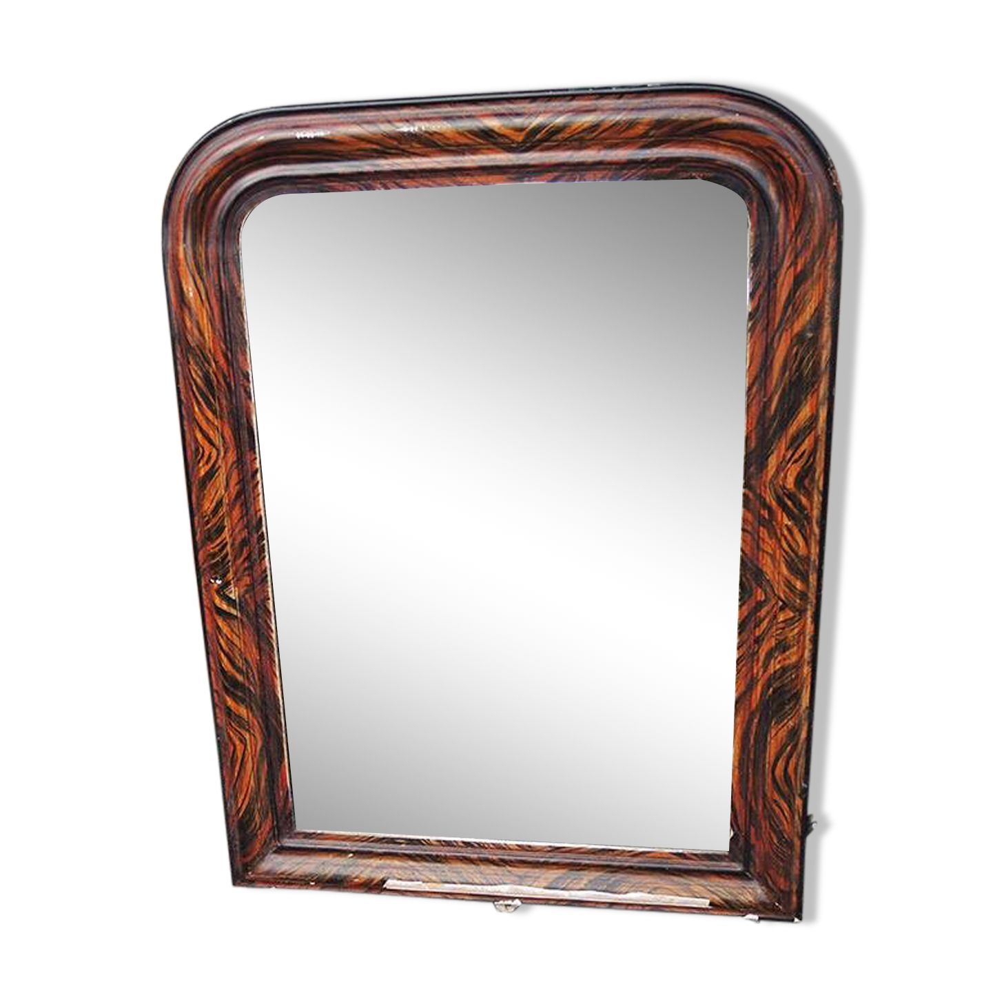 Antique Louis Philippe Mirror with Faux Macassar Frame