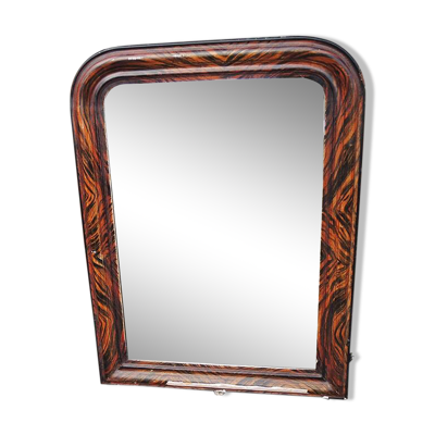 Ancien Miroir Louis Philippe avec Cadre en Faux Macassar