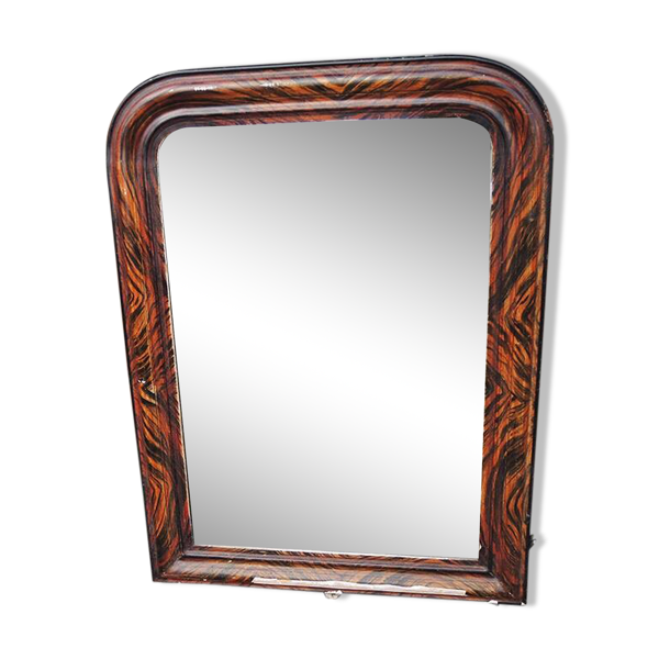 Ancien Miroir Louis Philippe avec Cadre en Faux Macassar
