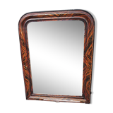 Ancien Miroir Louis Philippe avec Cadre en Faux Macassar
