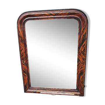 Antique Louis Philippe Mirror with Faux Macassar Frame