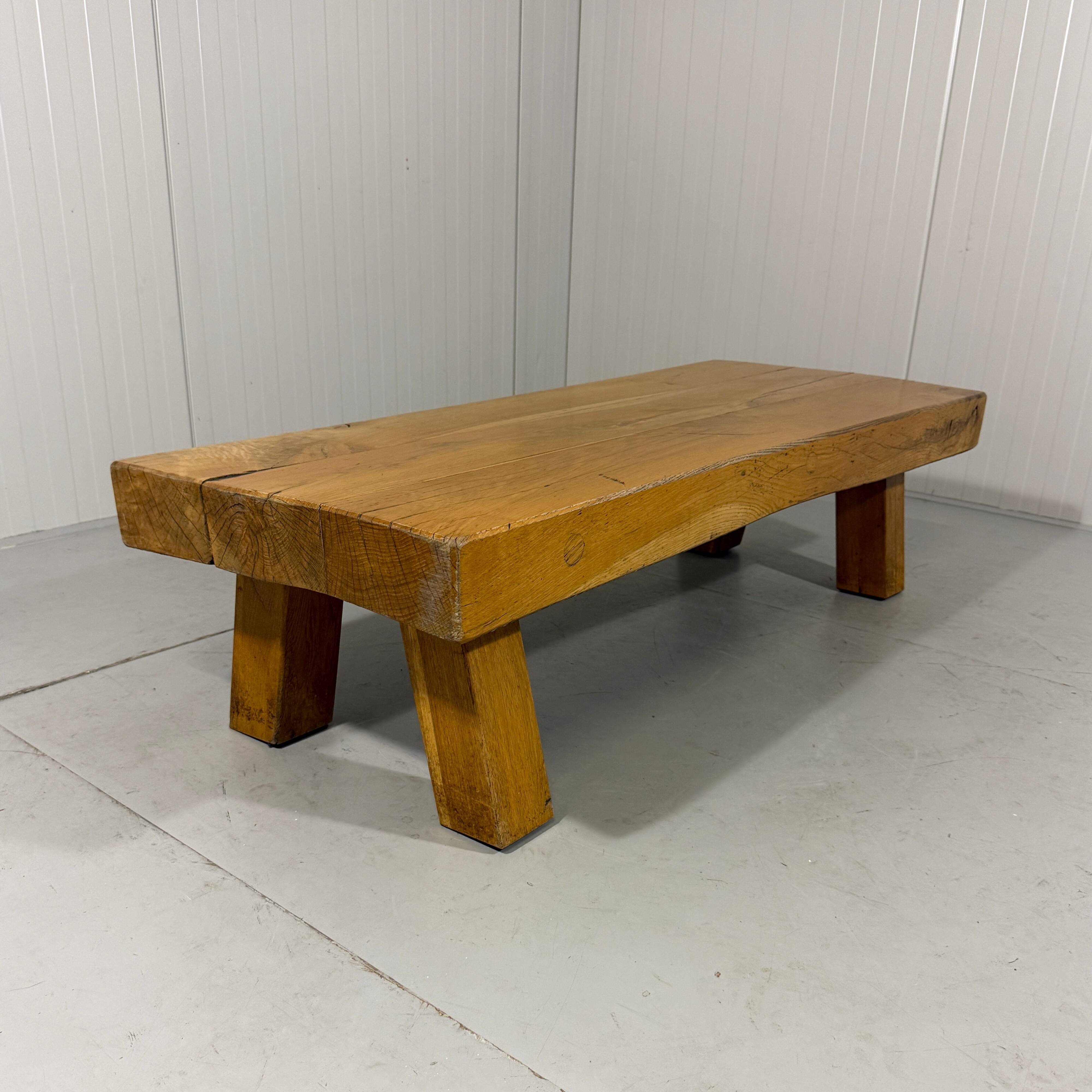 Brutalist sturdy hardwood coffee table 1960’s