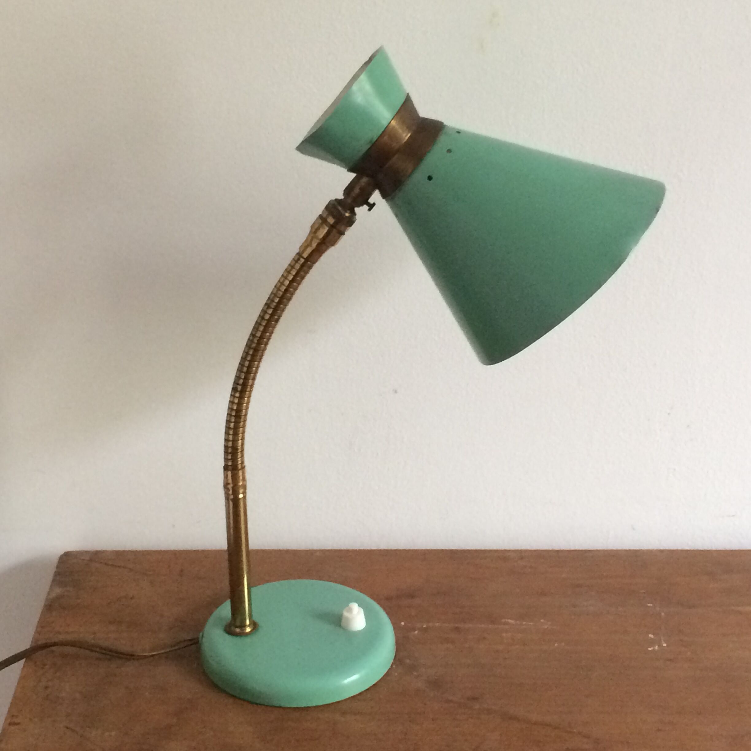 Green Diabolo casserole lamp 1950
