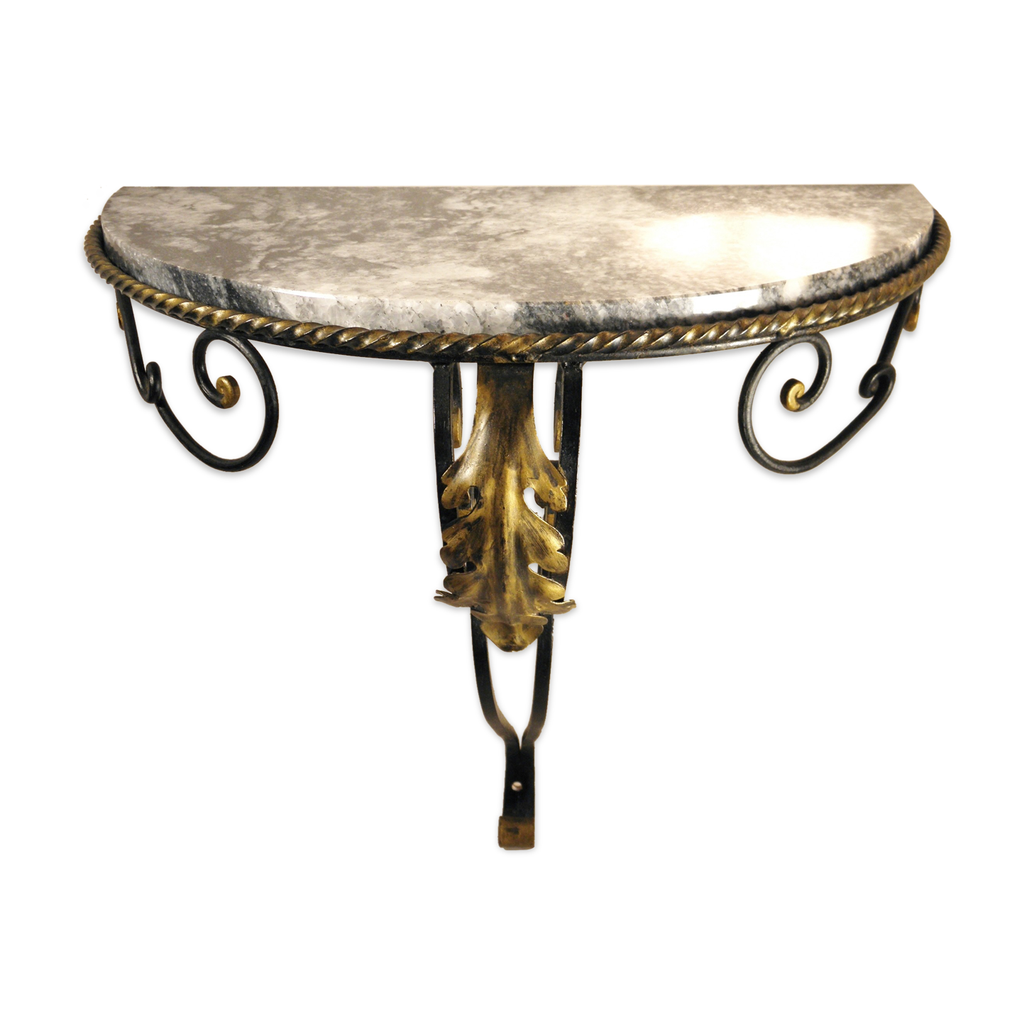 Wrought iron and marble wall console