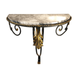 Wrought iron and marble wall console