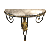 Console murale fer forgé et marbre