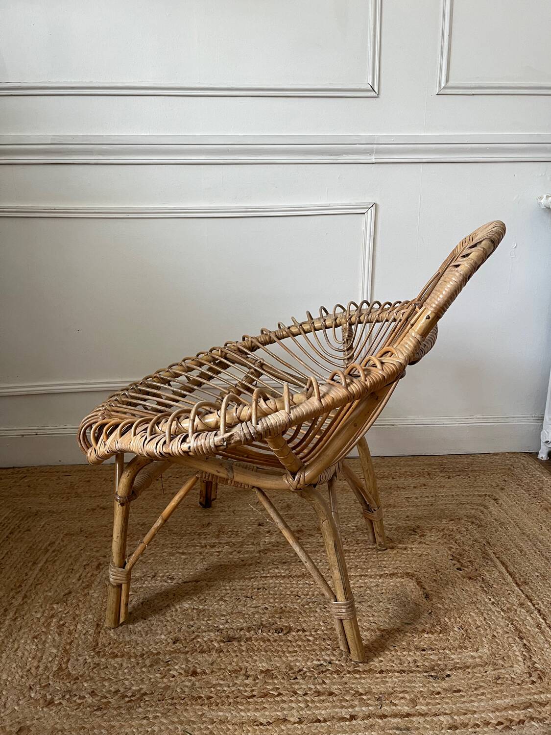 Fauteuil en rotin vintage