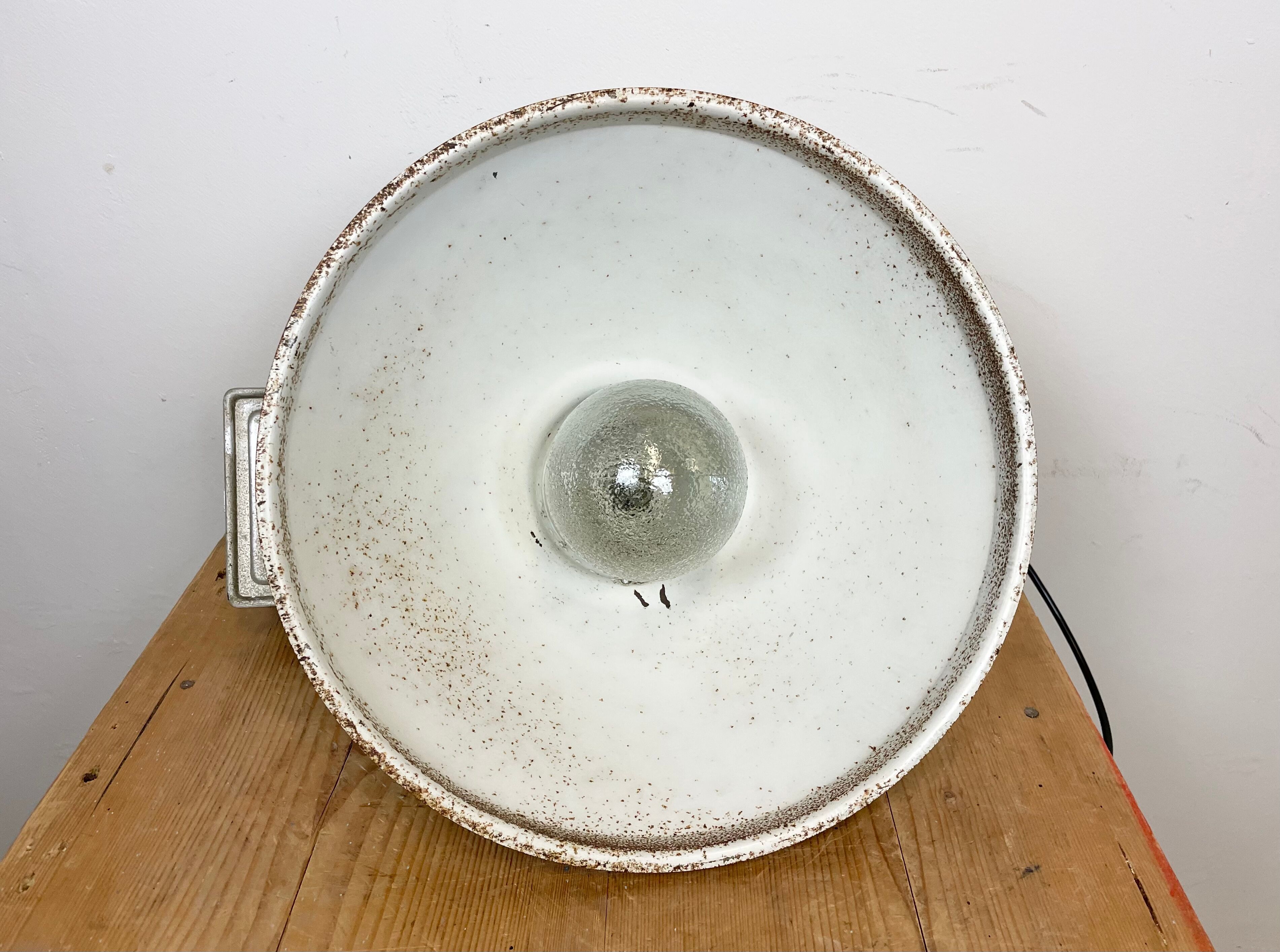 Industrial Factory Pendant Lamp with Frosted Glass Cover, 1970s