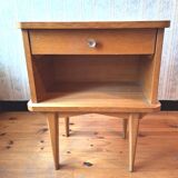 Blond wood bedside table