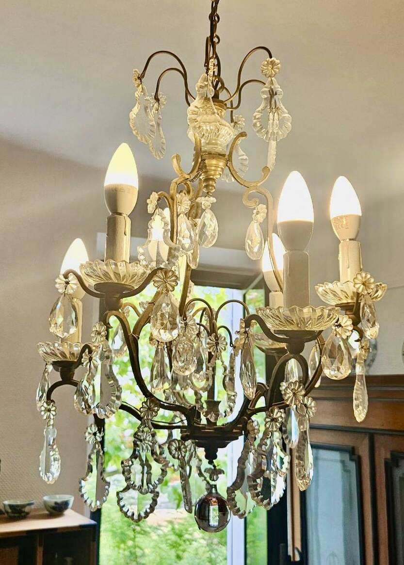Louis XV style chandelier – 6 lights – patinated metal