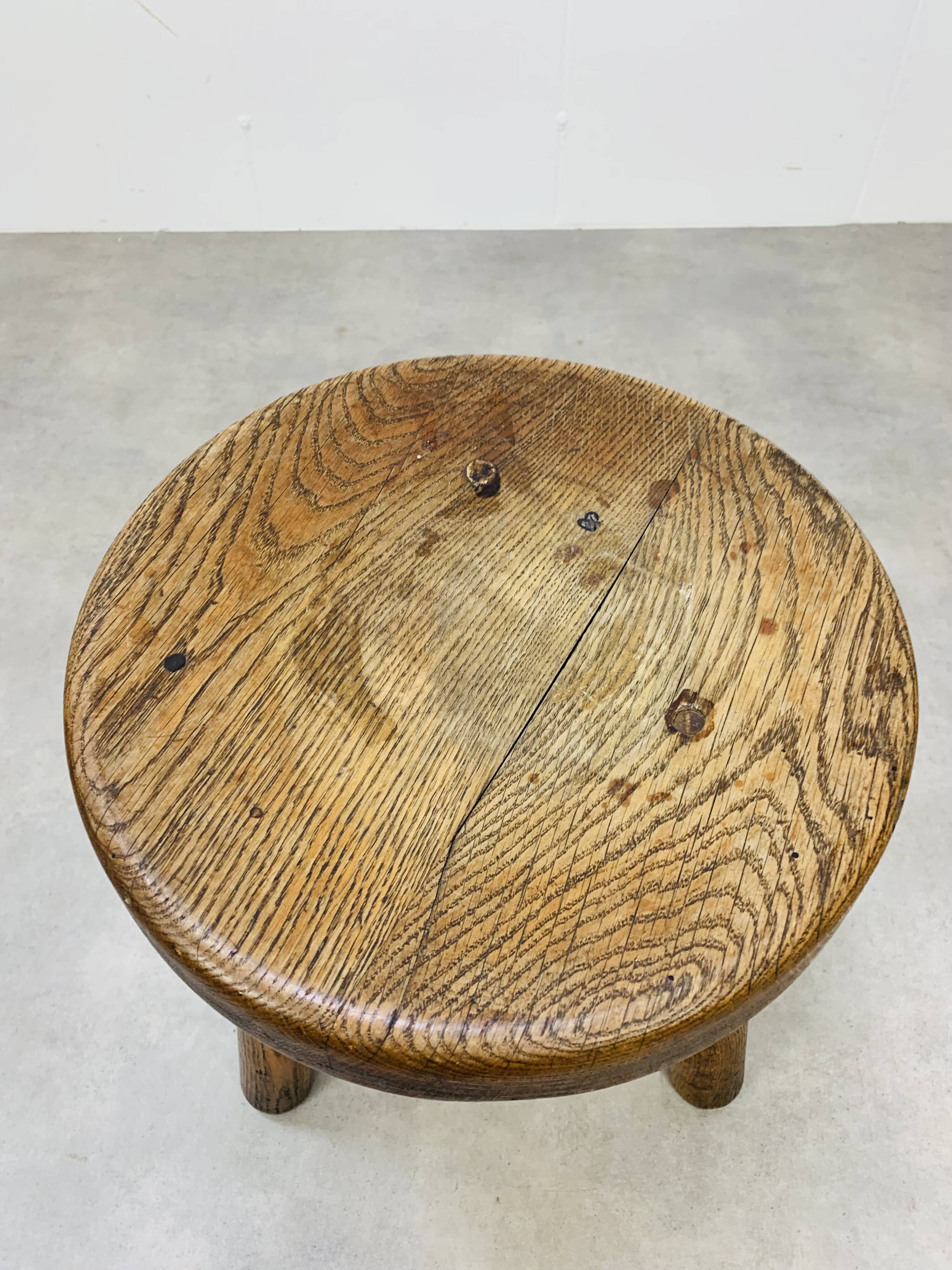 Brutalist tripod stool solid wood