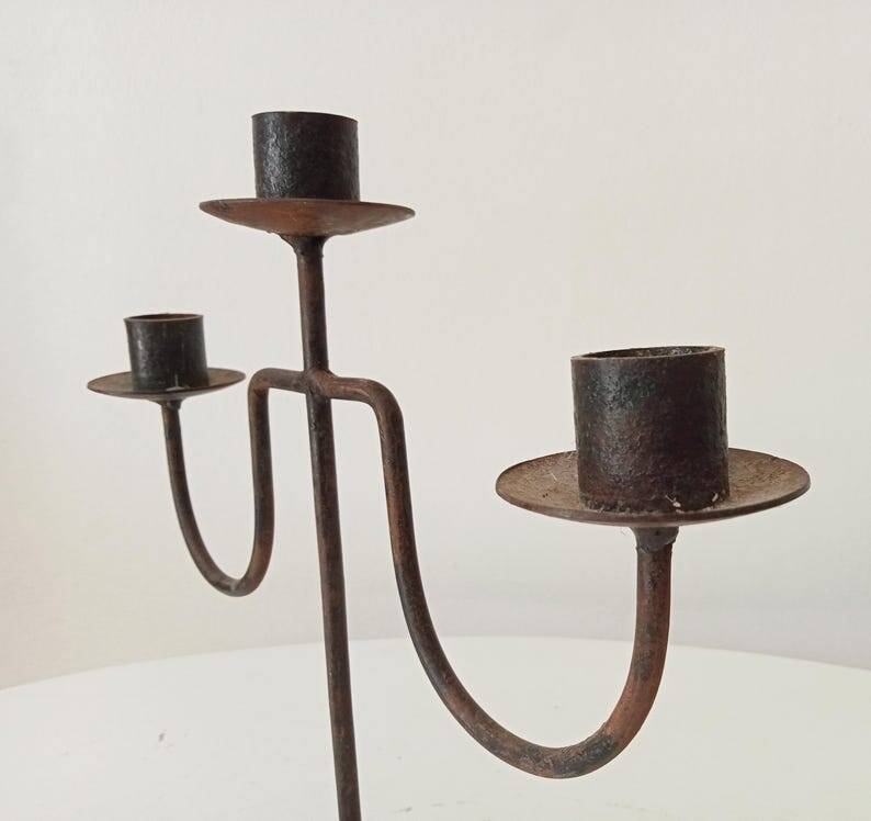 Vintage brutalist chandelier in wrought iron