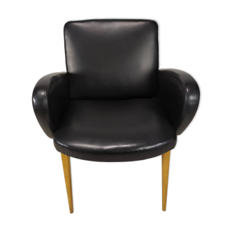 Fauteuil vintage skaï noir