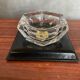 Old Val St Lambert Crystal Ashtray + Le Tanneur Leather Holder + Box