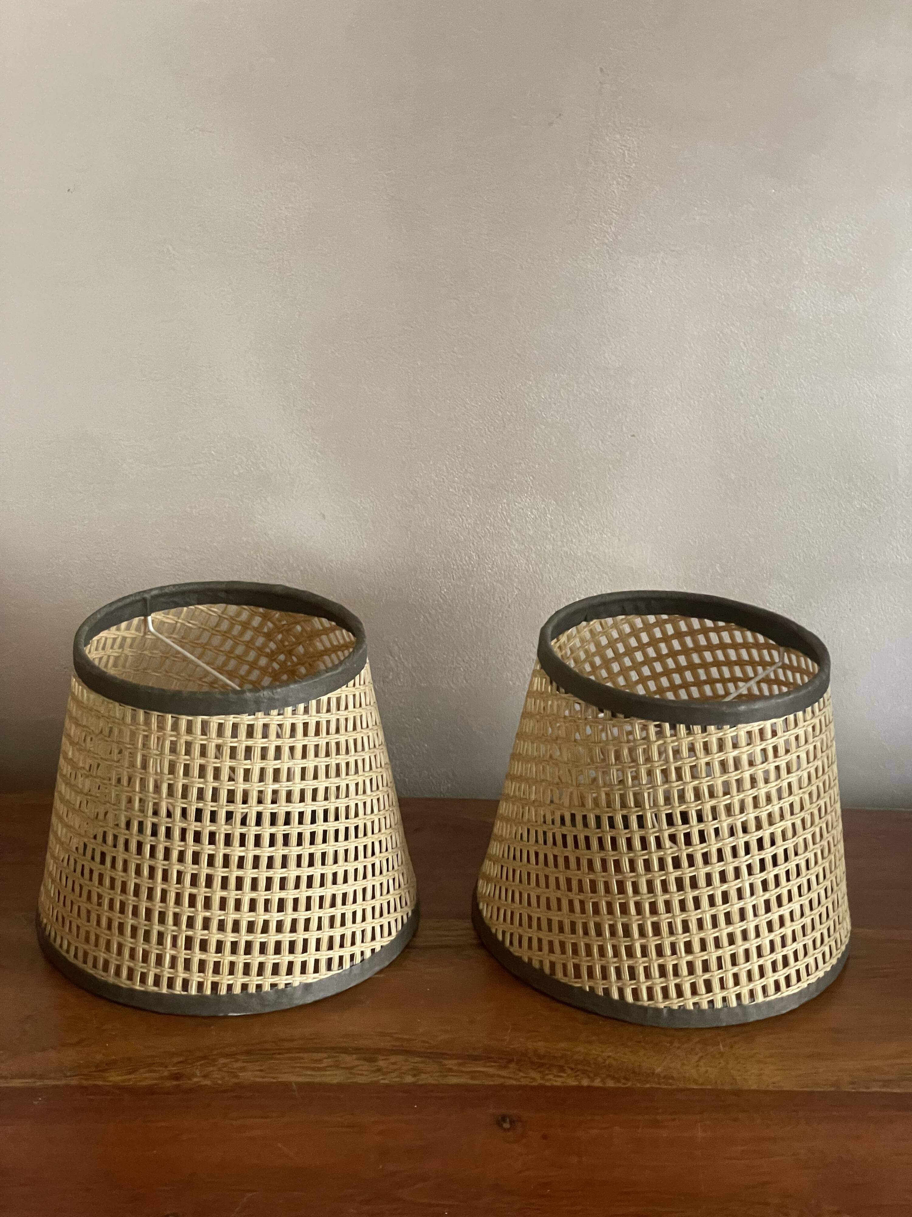 Small cane lampshades
